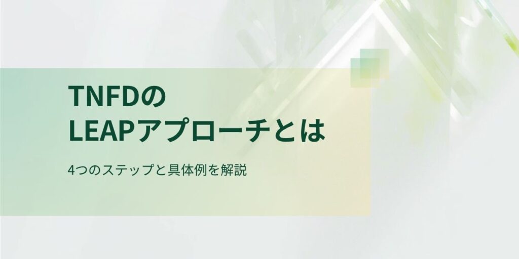 TNFD「LEAPアプローチ」とは？4つのステップと具体例を解説